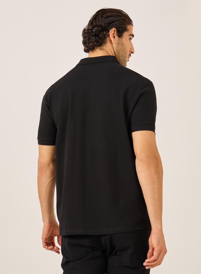 Styli Solid Short Sleeve Pique Relaxed Fit Polo - Image 4